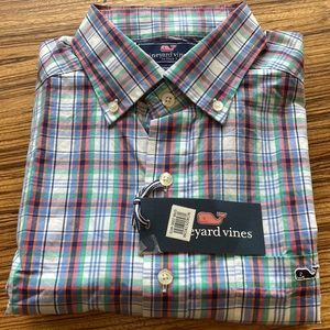 NEW Vineyard Vines Mens Slim Fit Tucker Shirt flounder plaid par four S small